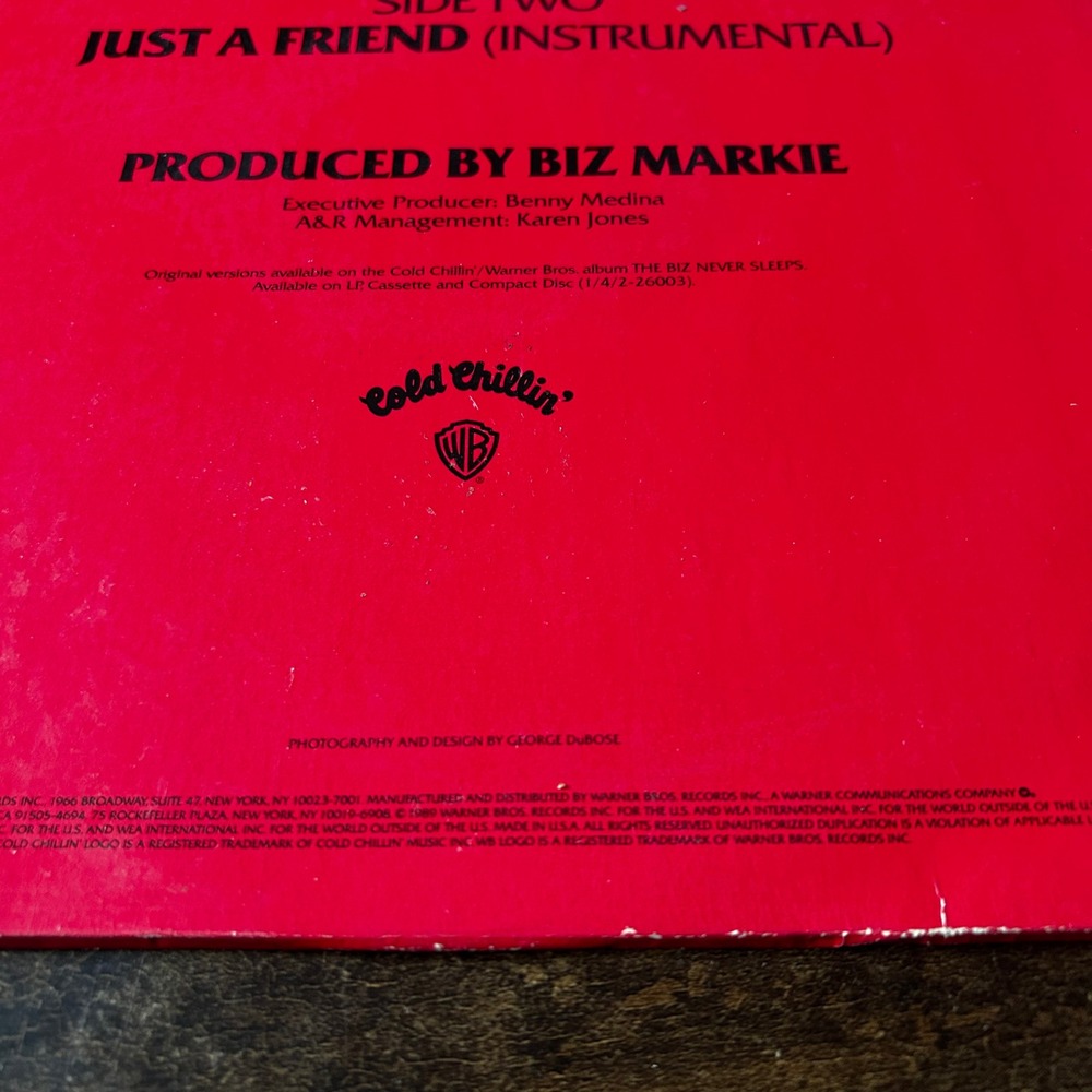 Biz Markie Just A Friend 12" Vinyl Maxi-Single 1989 Cold Chillin 0-21342 Hip Hop - Picture 3 of 5